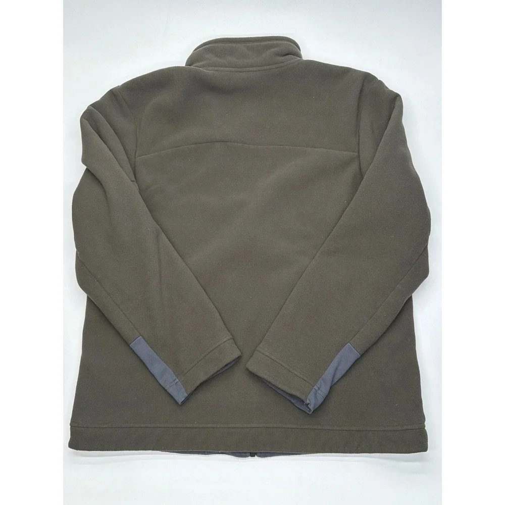 The North Face Mens Full Zip Sherpa Lined Fleece Jacket Olive Green Grey Large